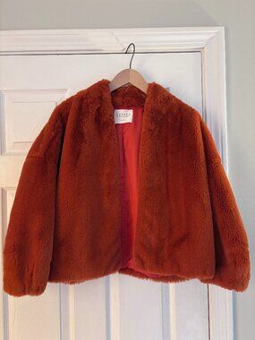 Fuzzy orange bomber jacket, Velvet brand